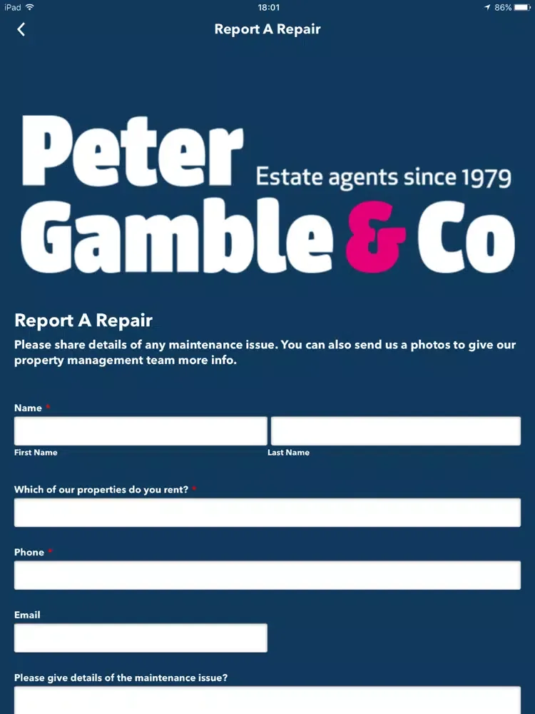 Ảnh chụp màn hình của Peter Gamble & Co iPad 