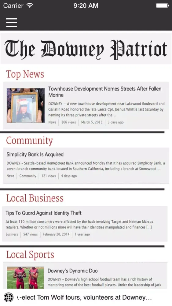 Capturas de pantalla de The Downey Patriot News