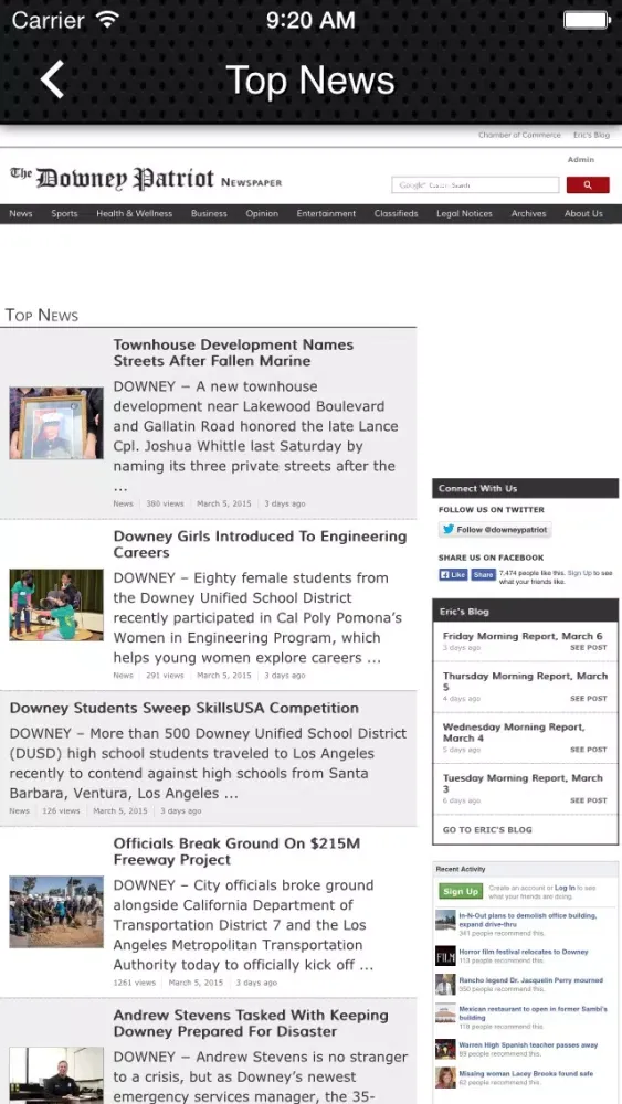 Capturas de pantalla de The Downey Patriot News