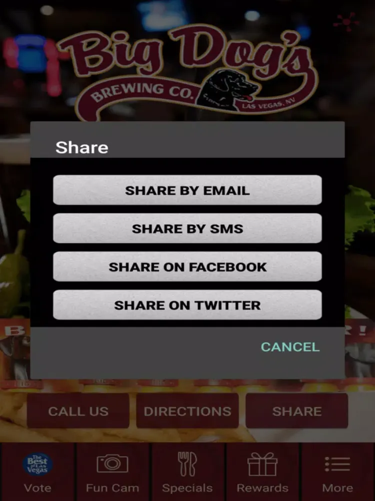 Tangkapan layar Big Dog’s Brewing Company iPad 
