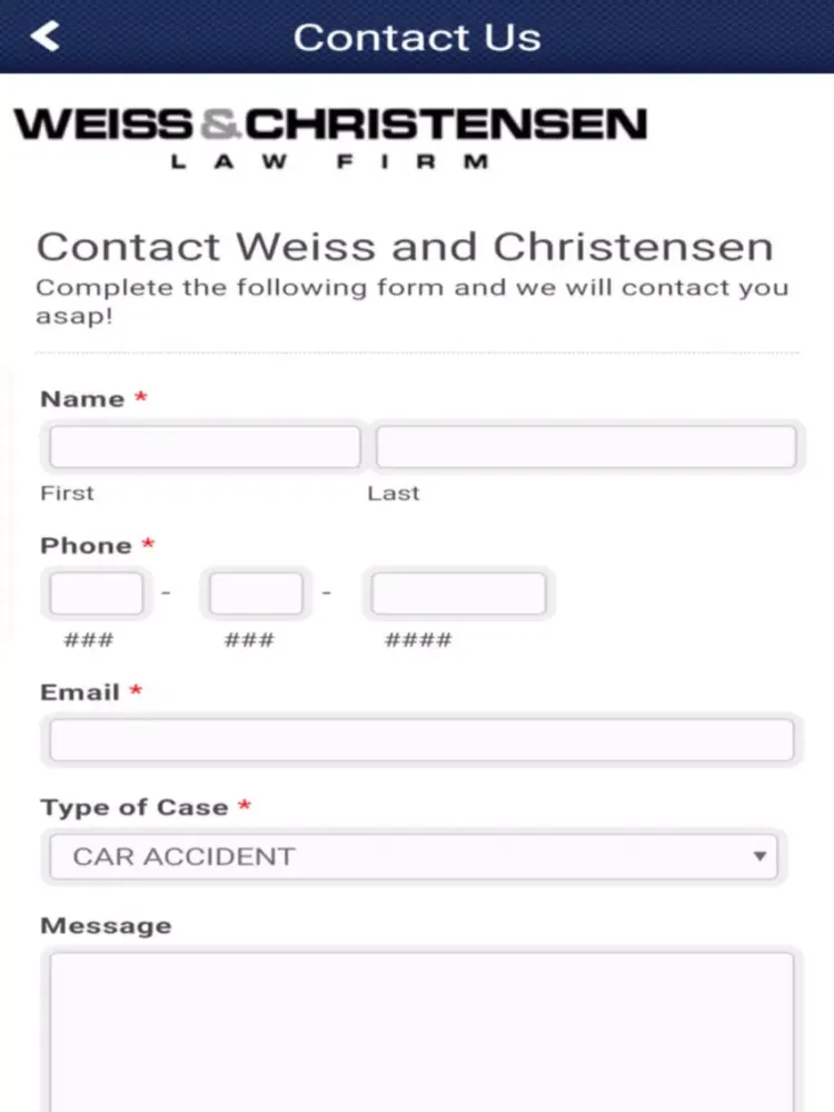 Tangkapan layar Weiss & Christensen Law Firm iPad 