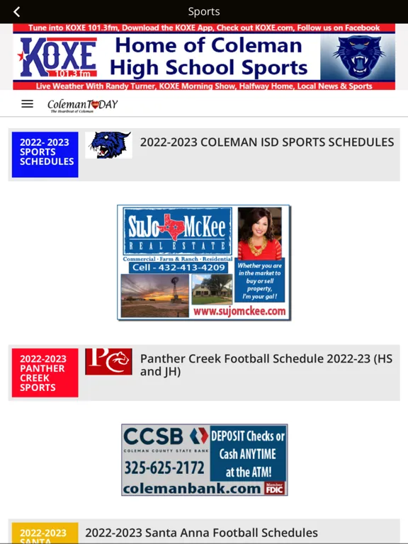 Coleman Today iPad  سکرین شاٹس