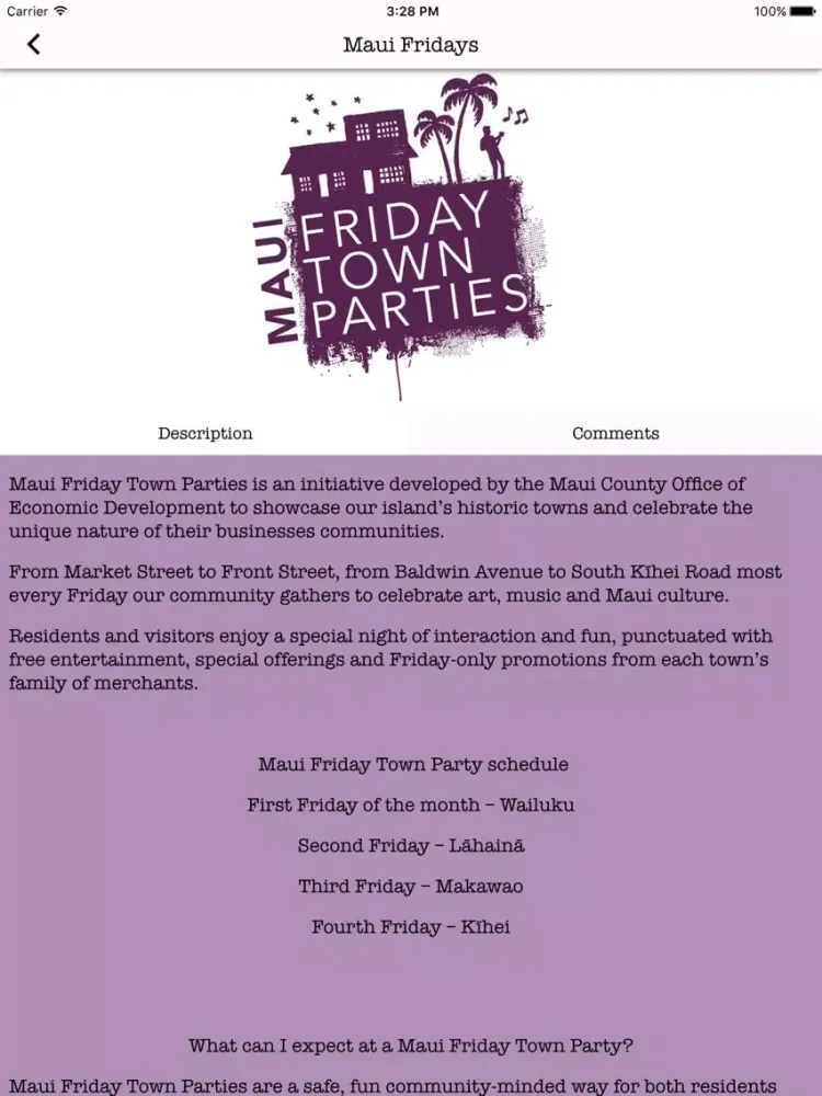Maui Friday Town Parties iPad  স্ক্রিনশট