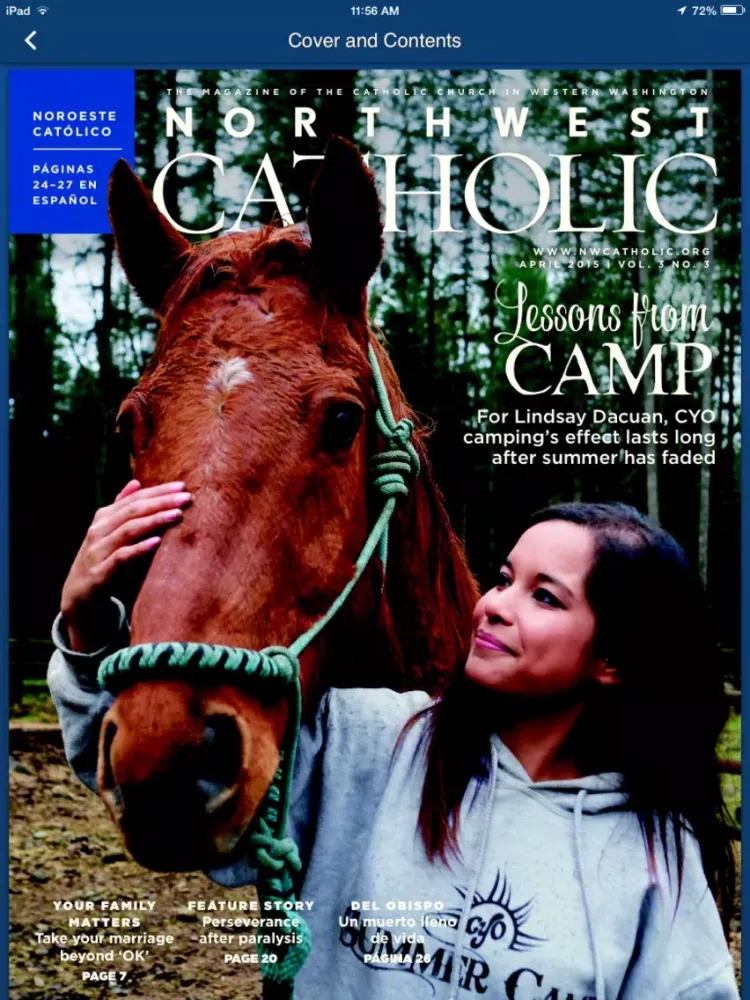 Tangkapan layar Northwest Catholic – Archdiocese of Seattle Magazine iPad 
