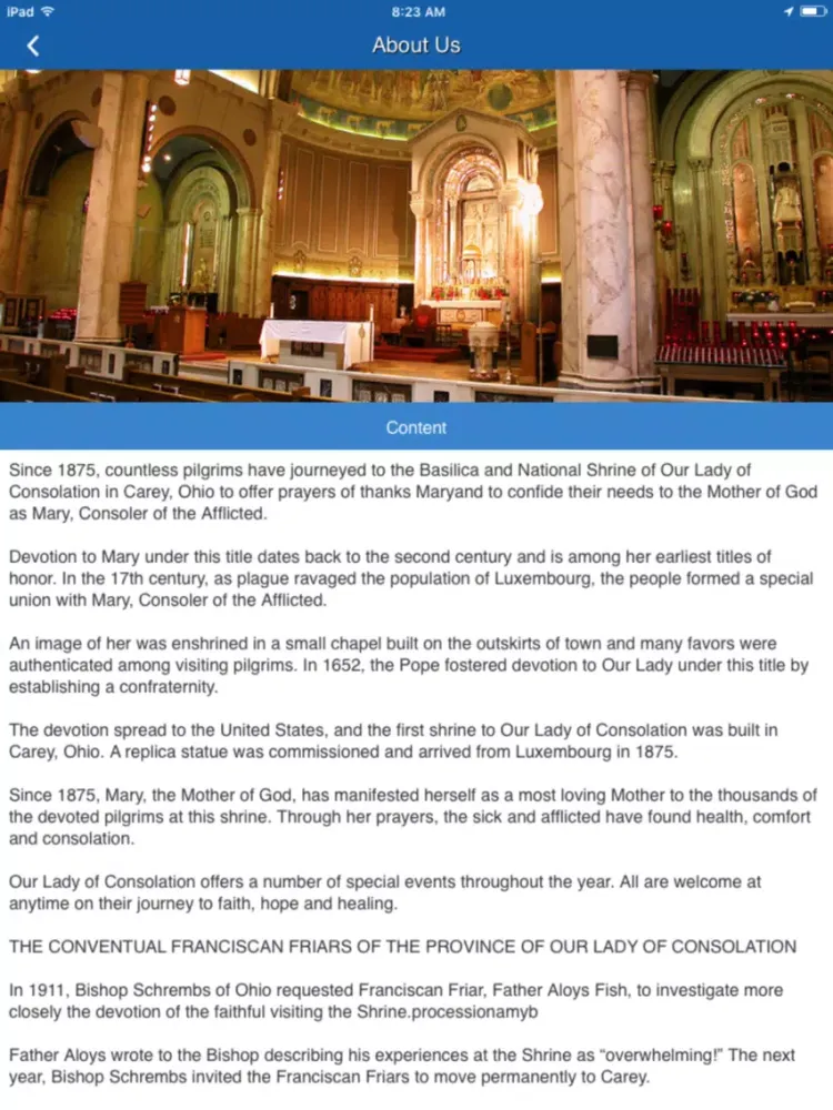 Shrine of Our Lady of Consolation – Carey, OH iPad 应用截图