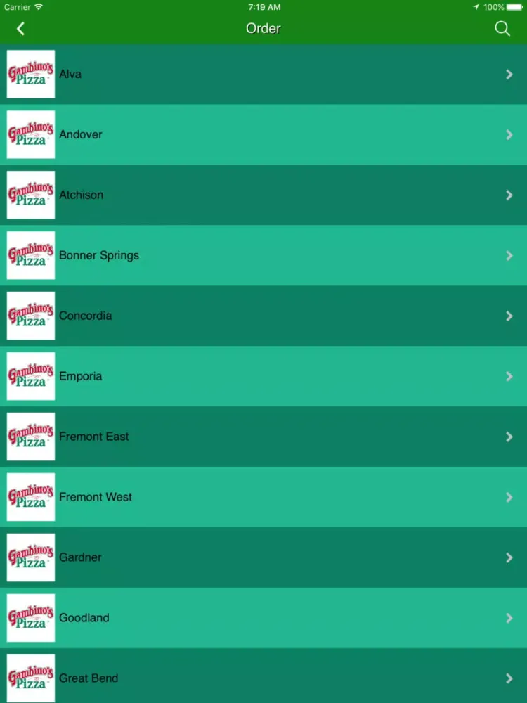 Capturas de tela do Gambino's Pizza Online Ordering iPad 