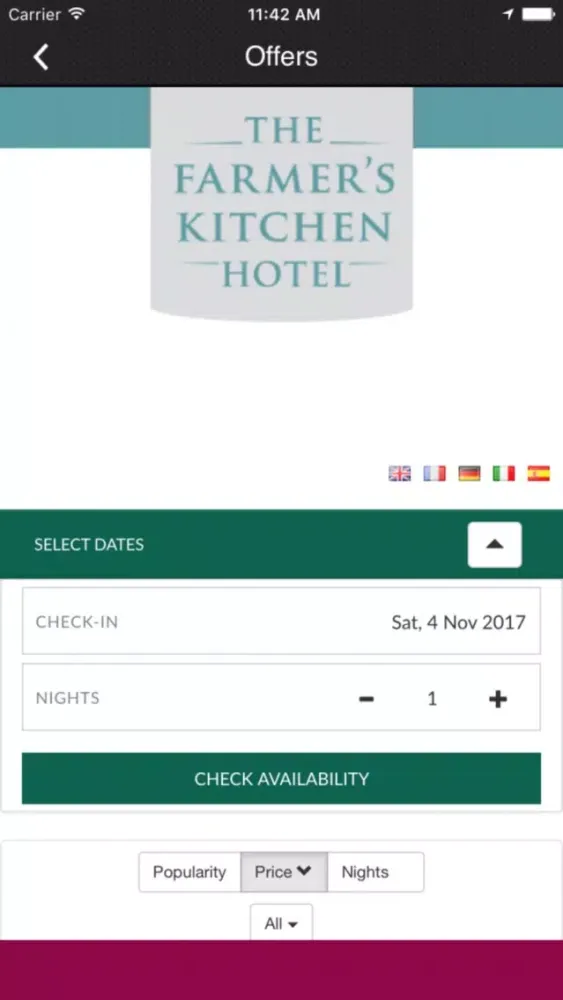 Ảnh chụp màn hình của The Farmers Kitchen Hotel App
