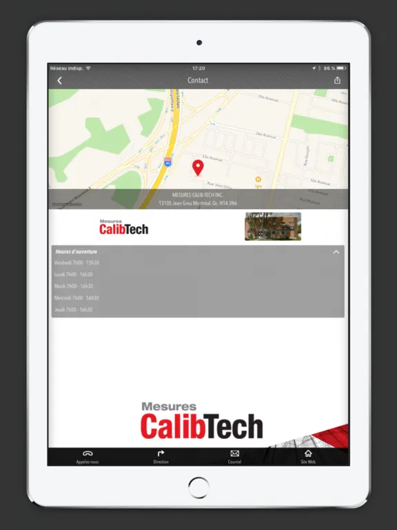 Ảnh chụp màn hình của Mesures Calibtech iPad 