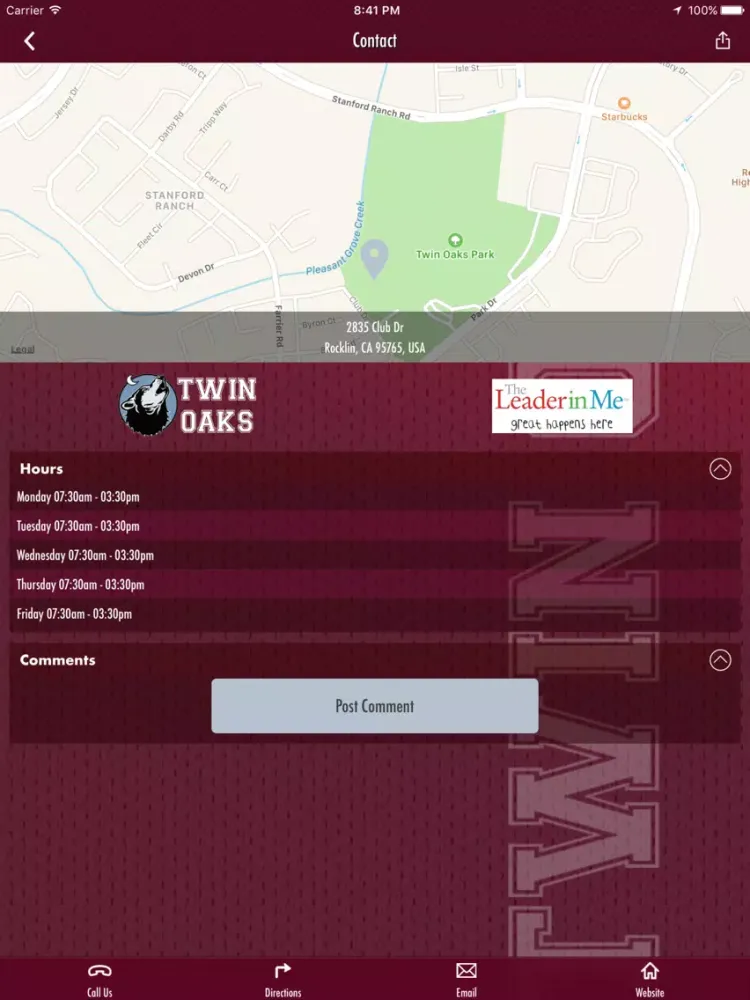 Tangkapan skrin Twin Oaks Elementary iPad 