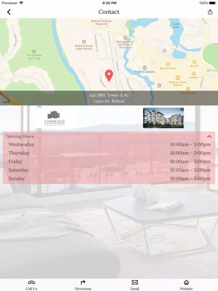 Capturas de pantalla de Cambridge Residences iPad 