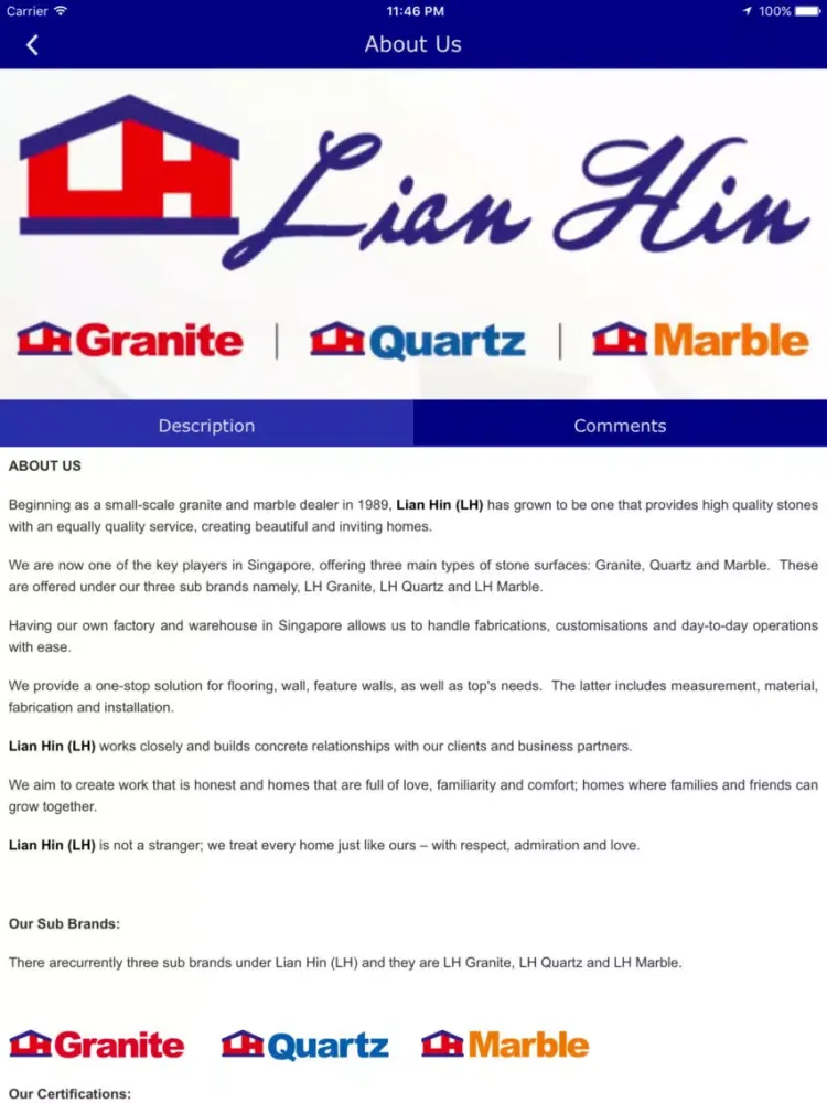LH Lian Hin iPad  Screenshots
