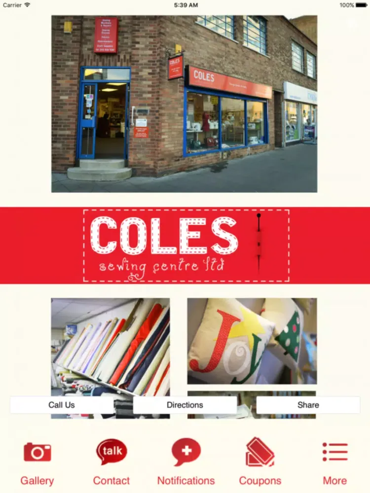 Tangkapan layar Coles Sewing Centre iPad 