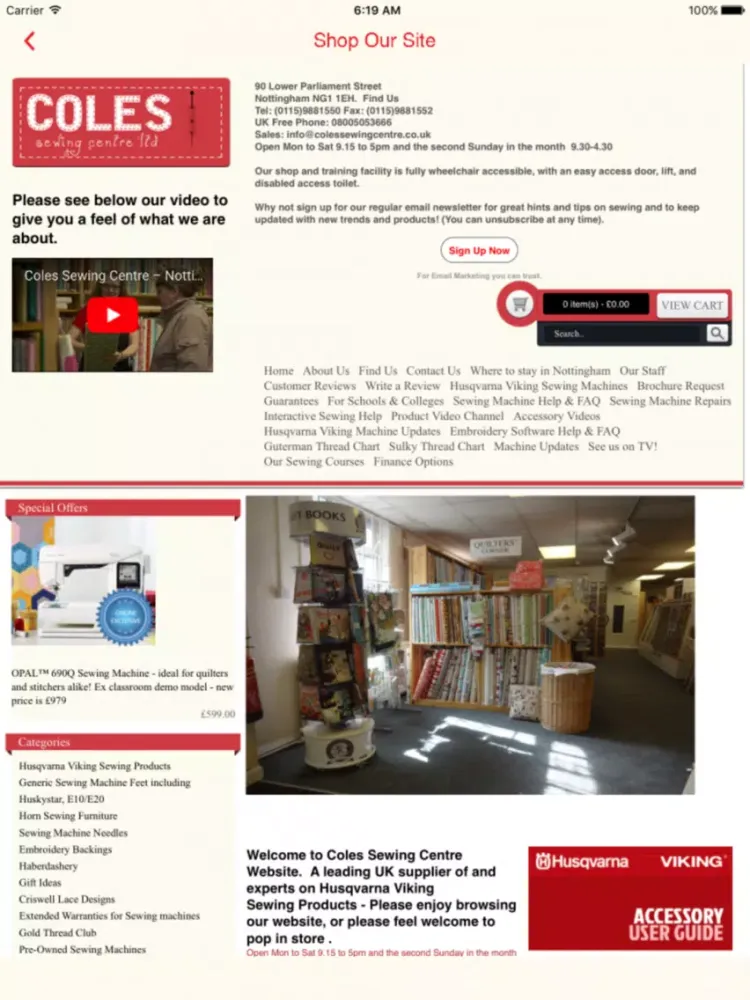 Tangkapan layar Coles Sewing Centre iPad 