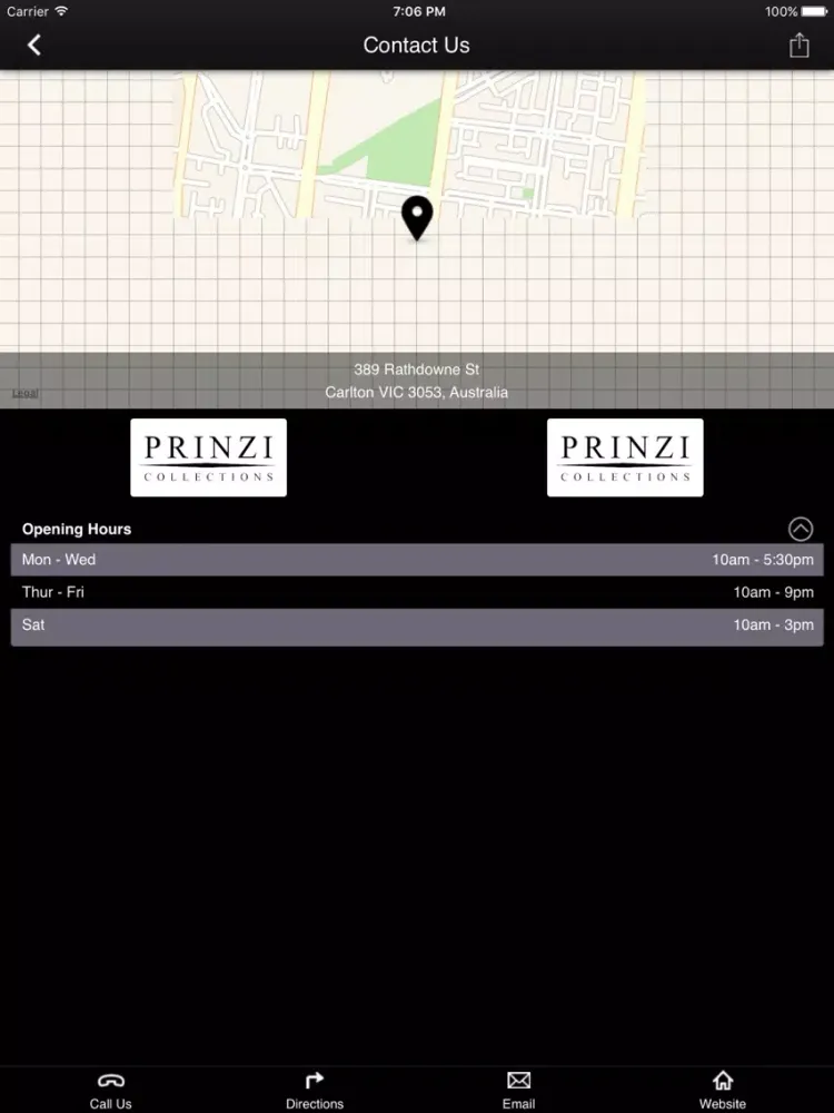 Ảnh chụp màn hình của Prinzi Collections iPad 