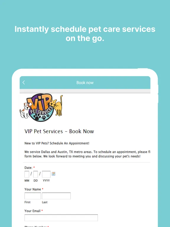Ảnh chụp màn hình của VIP Pet Services iPad 