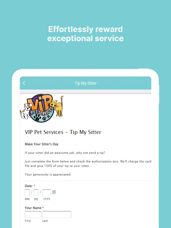 Ảnh chụp màn hình của VIP Pet Services iPad 