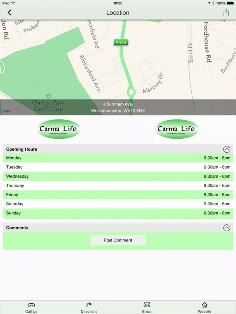 Tangkapan layar Carma Life iPad 