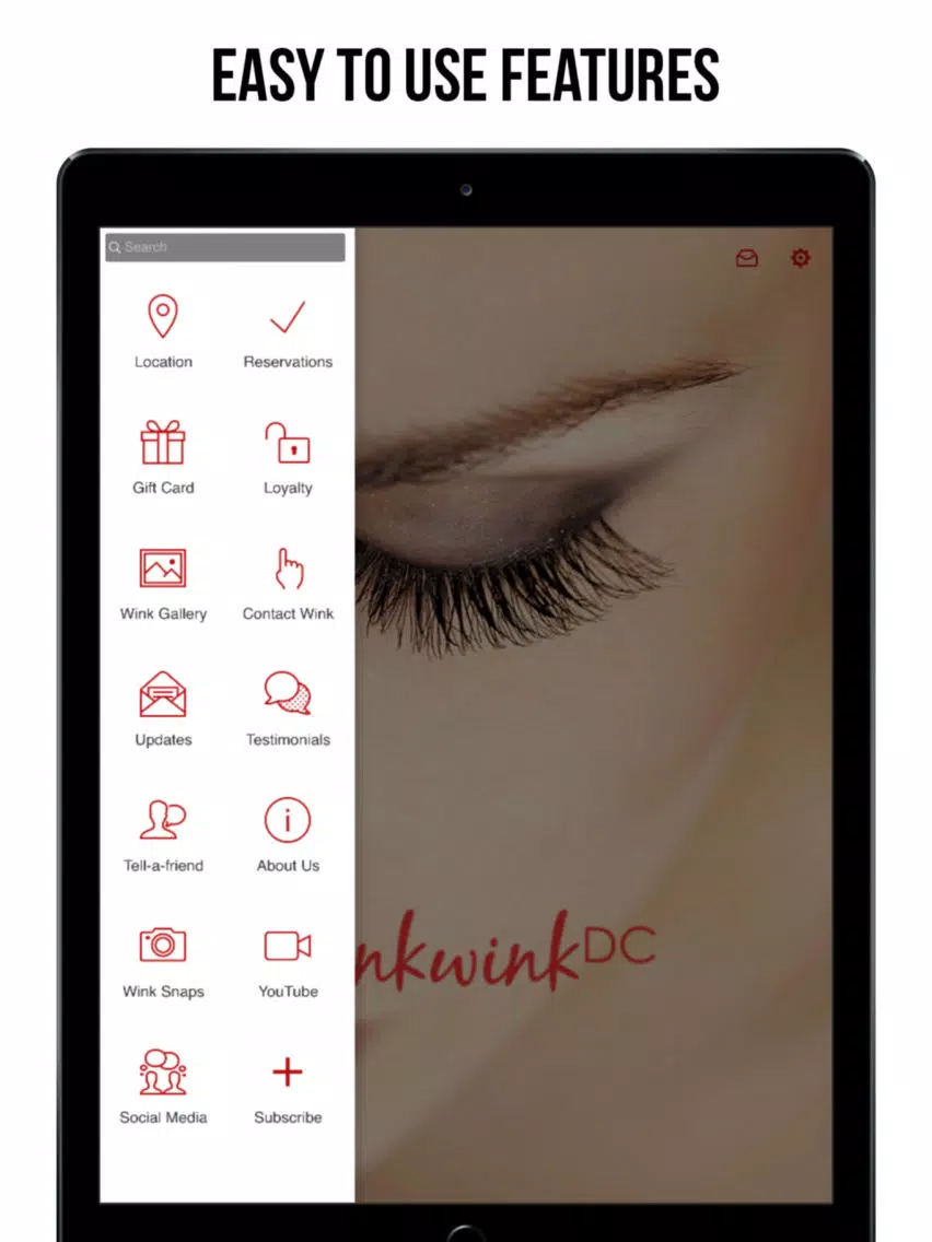 Tangkapan layar winkwinkDC App iPad 