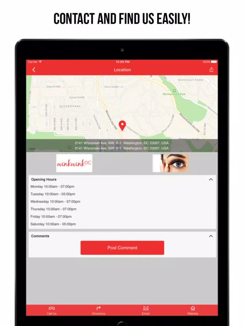 Tangkapan layar winkwinkDC App iPad 