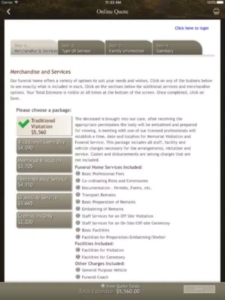 ภาพหน้าจอของ Armstrong Funeral Home iPad 