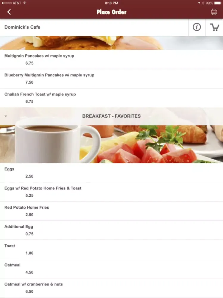 Dominick's Cafe iPad  Screenshots