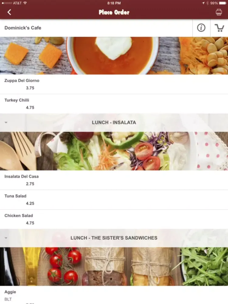 Dominick's Cafe iPad  Screenshots