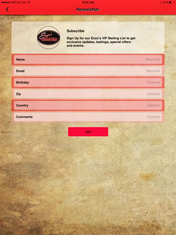 Enzo's Ristorante & Pizza iPad 應用截圖