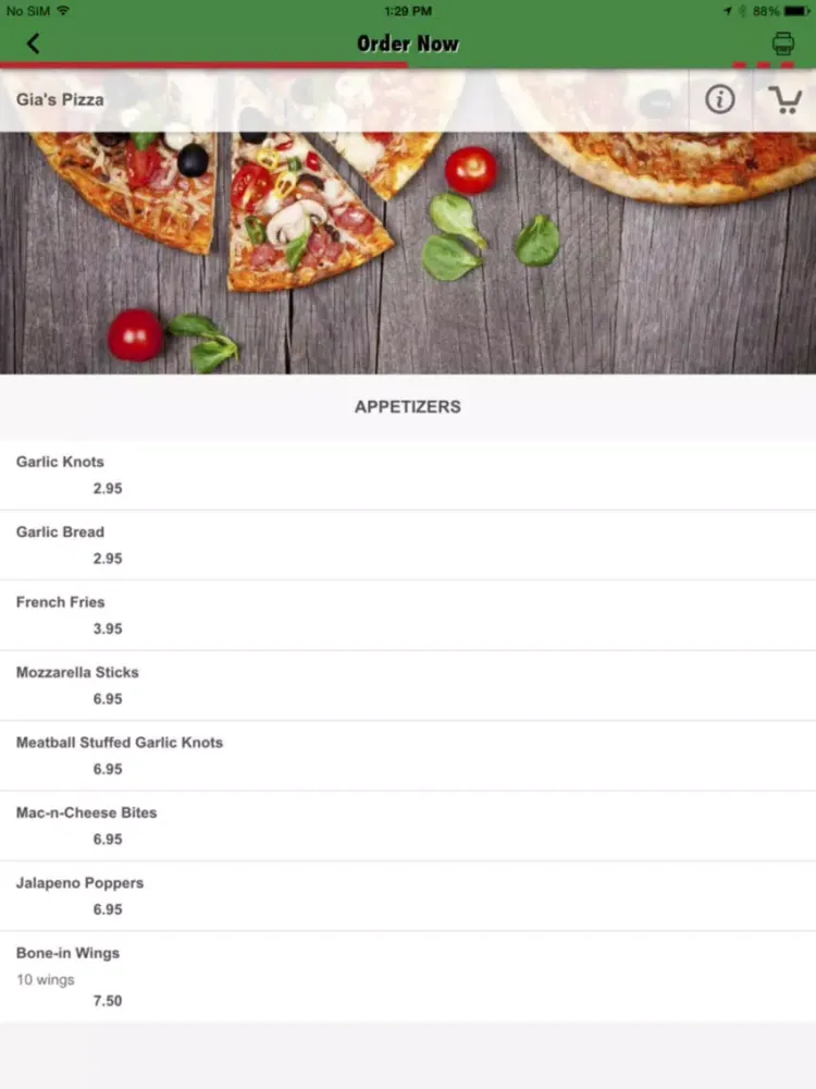Скриншоты Gia's Pizza Poughkeepsie iPad 