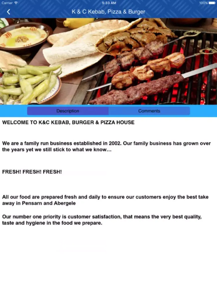 تصاویر K&C Kebab Burger Pizza House iPad 