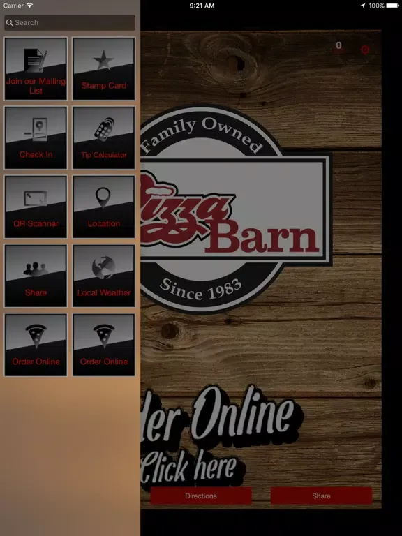 Ảnh chụp màn hình của Pizza Barn iPad 