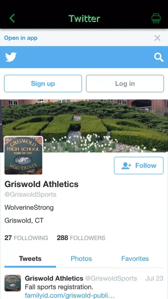 Ảnh chụp màn hình của Griswold Wolverines Athletics