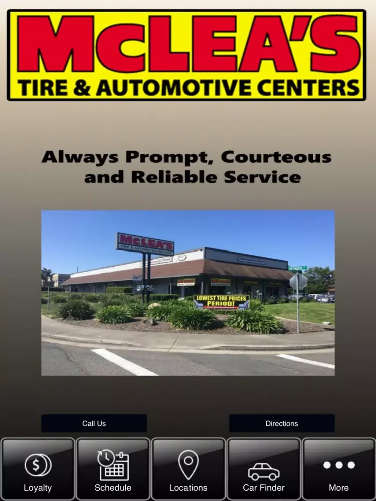 Zrzuty ekranu McLea's Tire & Automotive Centers iPad 