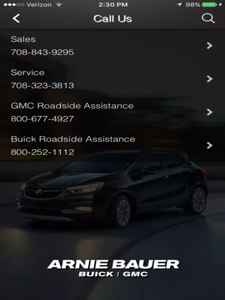 Tangkapan skrin Arnie Bauer Buick GMC iPad 