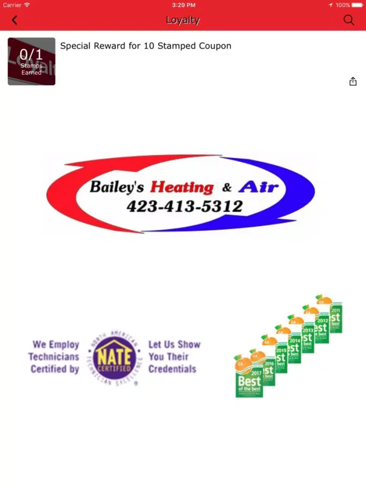ภาพหน้าจอของ Baileys HVAC iPad 
