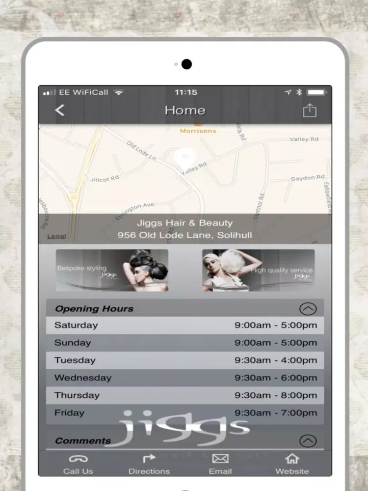 Capturas de pantalla de Jiggs Hair & Beauty iPad 