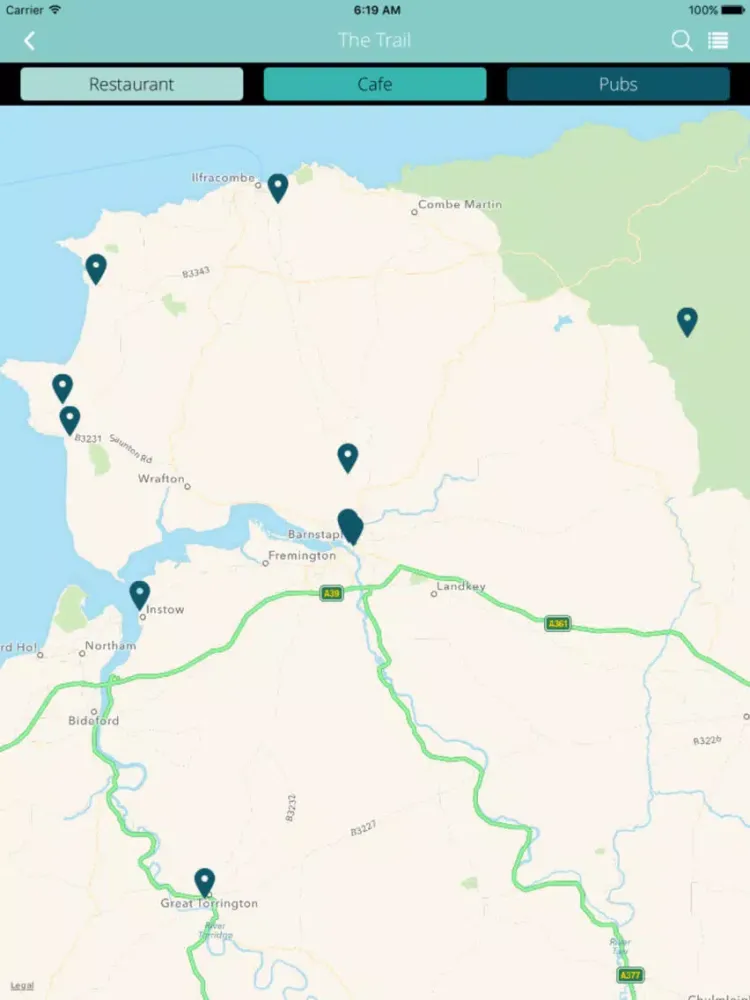 Tangkapan skrin North Devon Food Trail iPad 