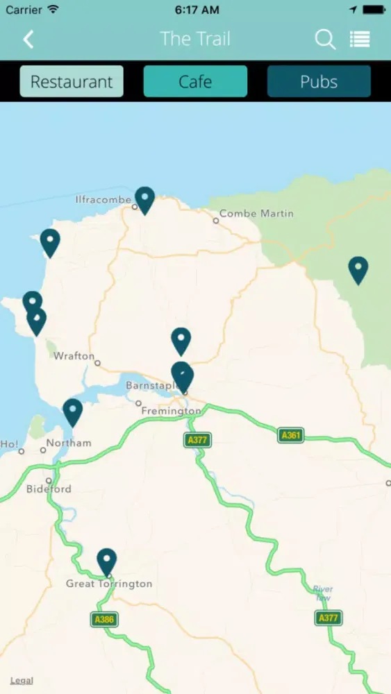 Tangkapan skrin North Devon Food Trail