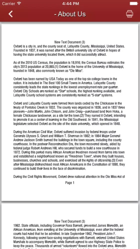 Oxford MS City Info Screenshots
