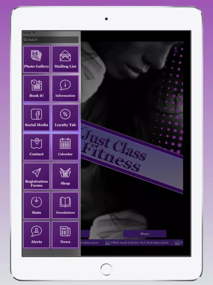 Zrzuty ekranu Just Class Fitness iPad 