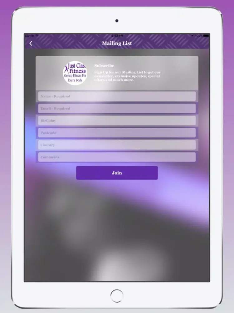 Zrzuty ekranu Just Class Fitness iPad 