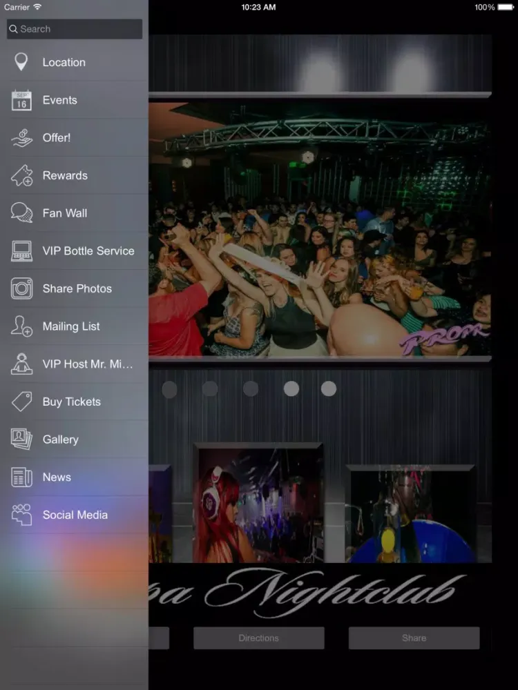 Tangkapan layar CopaNightclub iPad 