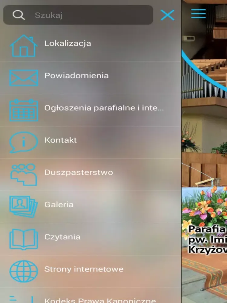 Tangkapan layar Parafia pw. Imienia Maryi iPad 