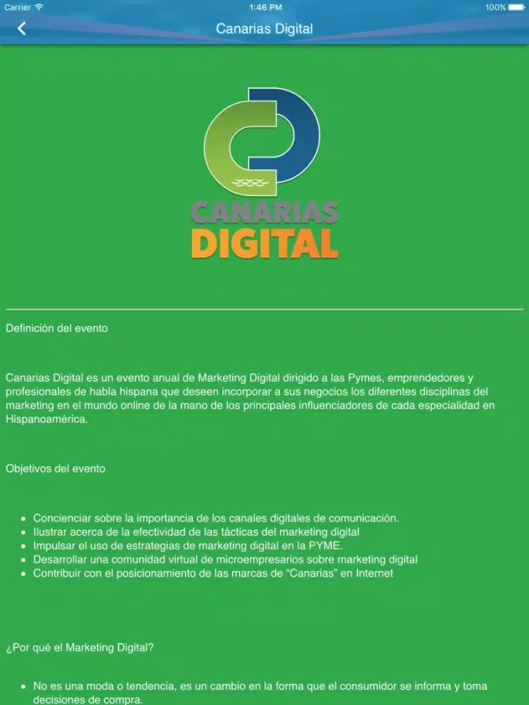 Screenshot di Canarias Digital iPad 
