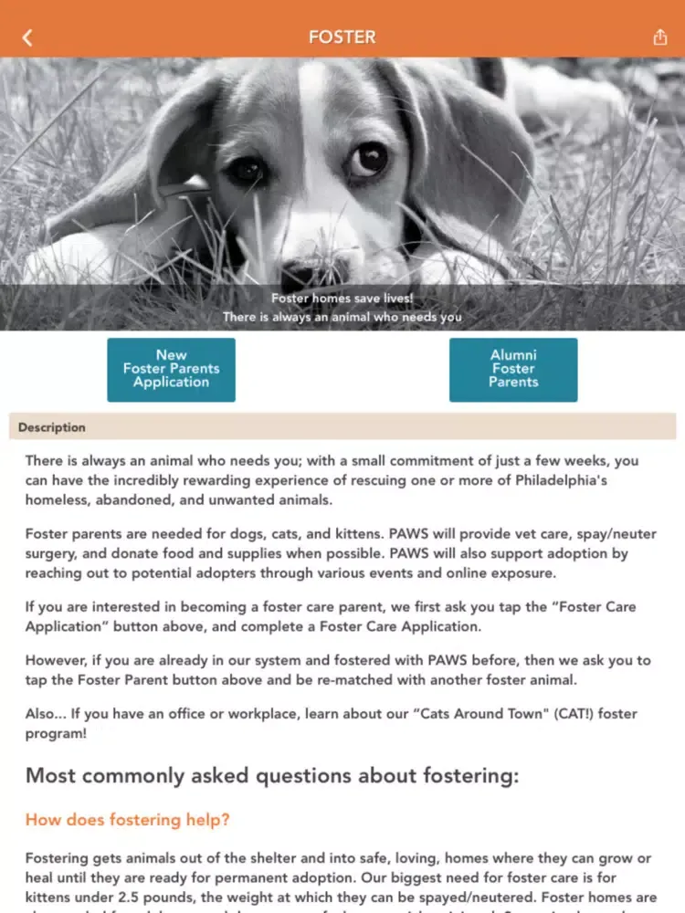 Captures d'écran de PAWS Philadelphia Animal Welfare Society iPad 