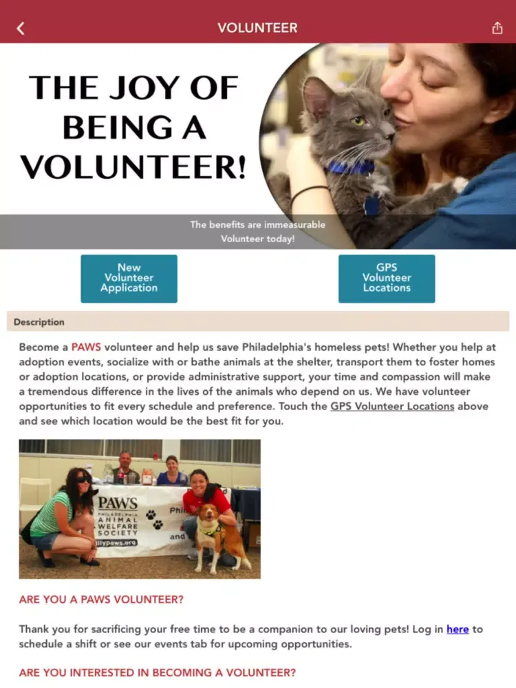 Captures d'écran de PAWS Philadelphia Animal Welfare Society iPad 