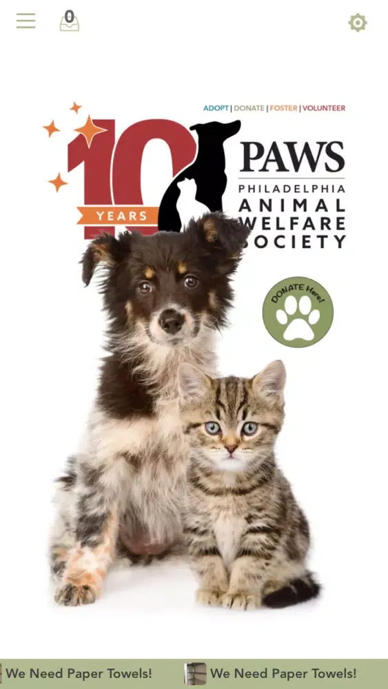 Captures d'écran de PAWS Philadelphia Animal Welfare Society