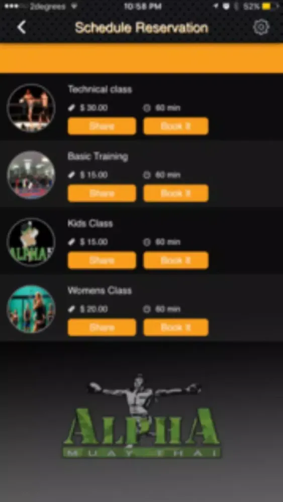 Capturas de tela do Alpha Muay Thai Kickboxing