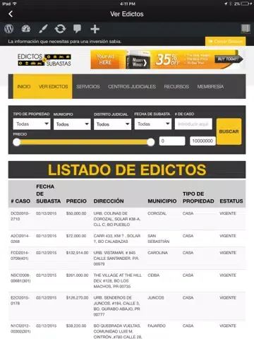 Tangkapan layar Edictos y Subastas iPad 