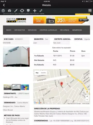 Tangkapan layar Edictos y Subastas iPad 