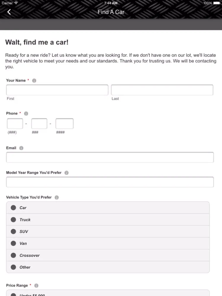 Walt Sicard Car Company iPad 应用截图